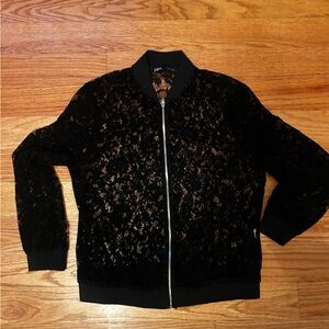 Black lace Zara bomber “jacket” top Small